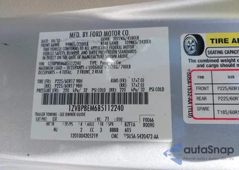 2011 Ford Mustang V6 Premium from USA, damaged, VIN 1ZVBP8EM6B5112240